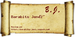 Barabits Jenő névjegykártya